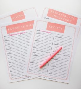 essential oil recipe printable pack